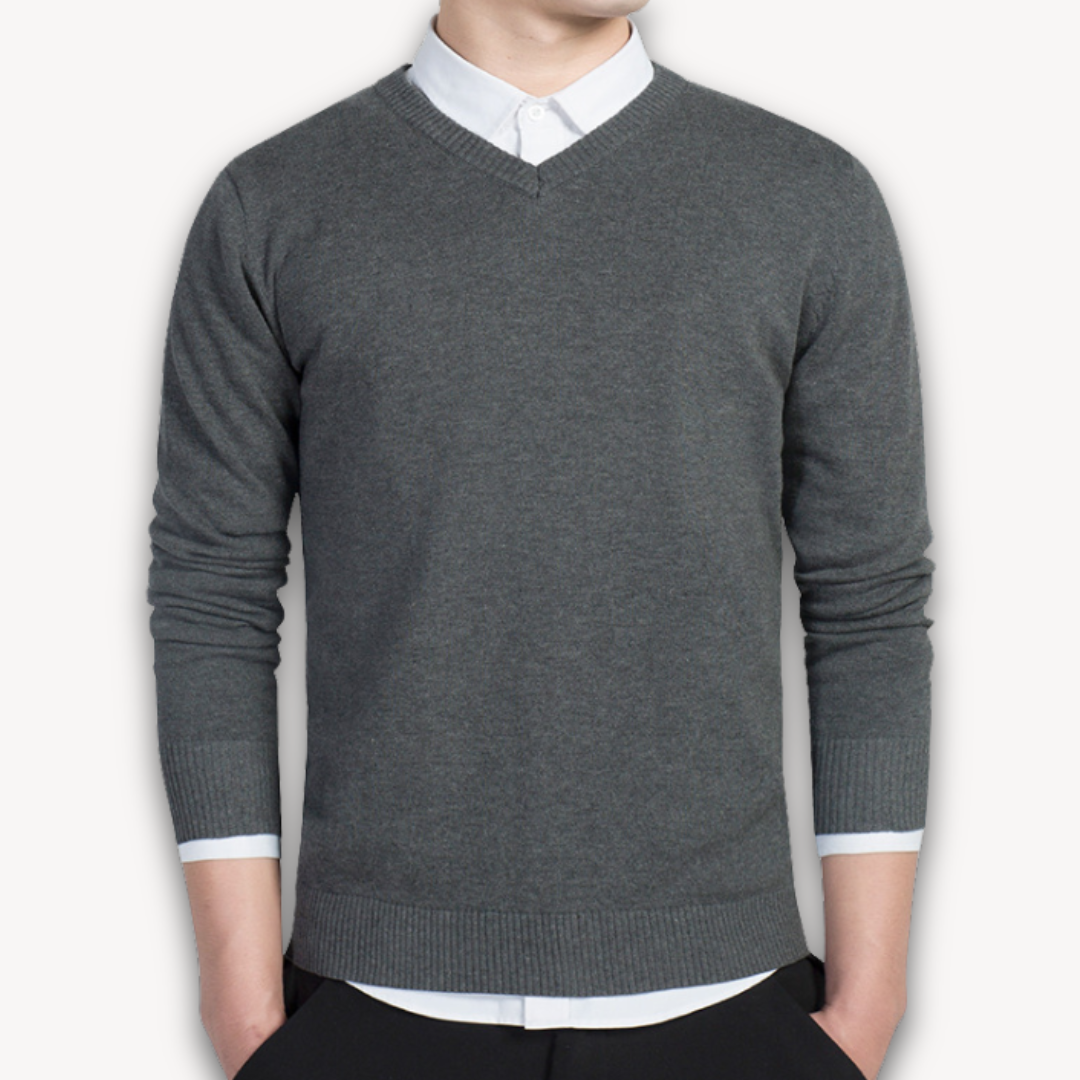 Maglione Uomo Scollo a V Taglio Slim Business Casual