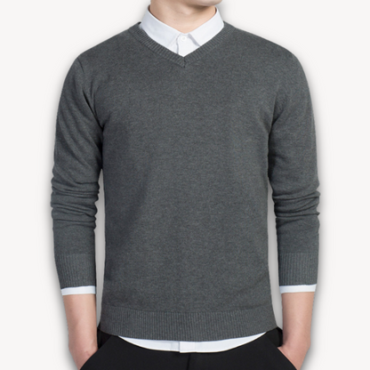 Maglione Uomo Scollo a V Taglio Slim Business Casual