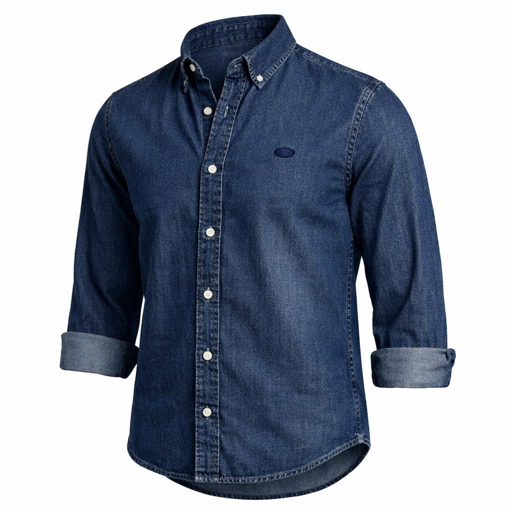 Camicia Uomo Denim Manica Lunga Collo Kent