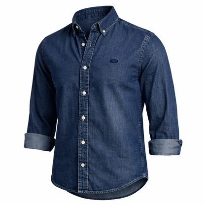 Camicia Uomo Chambray Collo Kent Vestibilità Moderna