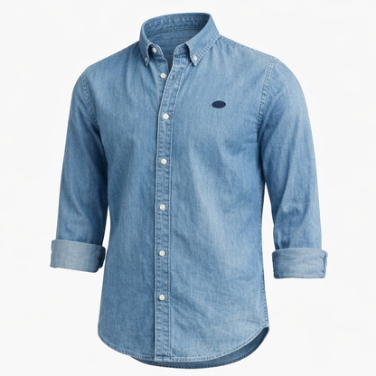 Camicia Uomo Denim Manica Lunga Collo Kent