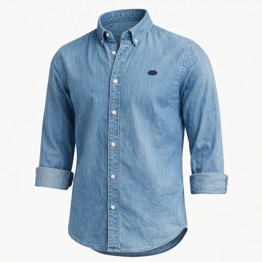 Camicia Uomo Chambray Collo Kent Vestibilità Moderna - Brentozzi
