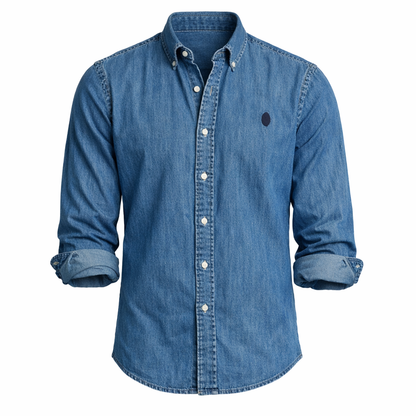 Camicia Uomo Chambray Collo Kent Vestibilità Moderna