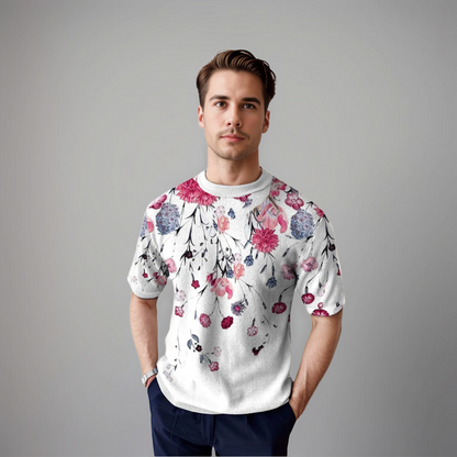 Camicia Uomo Manica Corta Motivo Floreale