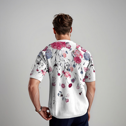 Camicia Uomo Manica Corta Motivo Floreale