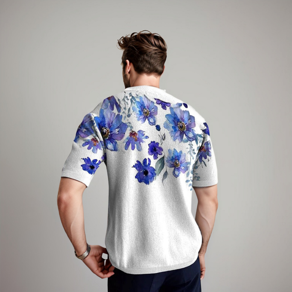 Camicia Uomo Manica Corta Motivo Floreale