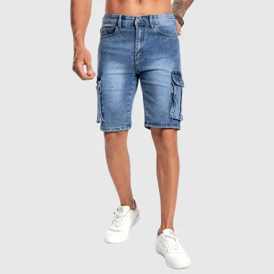 Pantaloncini Cargo Uomo Denim Tasche Laterali - Vesarelli