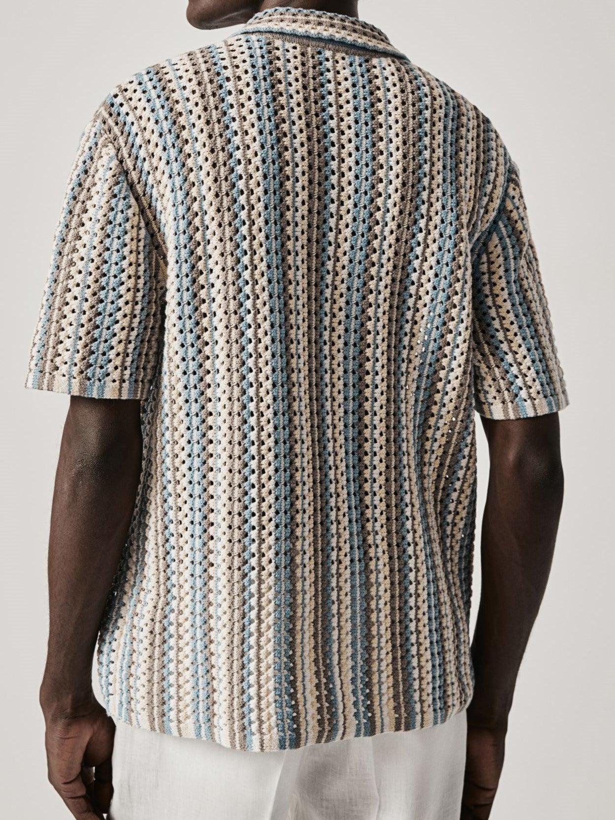 Polo Uomo in Cotone a Maglia Leggera con Motivo a Righe