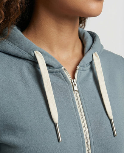 Felpa Donna con Zip in Pile Cappuccio Regular Fit