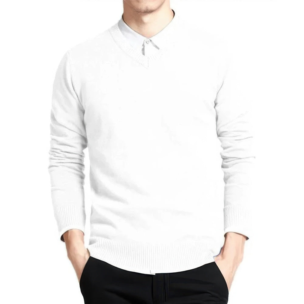 Maglione Uomo Scollo a V Linee Pulite Vestibilità Classica