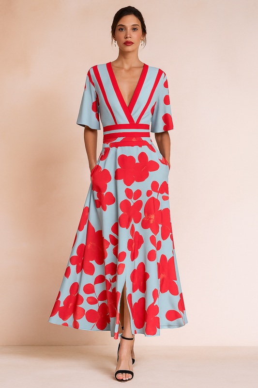 Abito Lungo Donna Elegante Stile Classico - Vesarelli