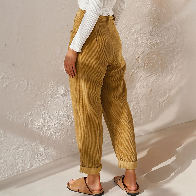 Pantaloni Estivi Donna Vita Alta Gamba Larga