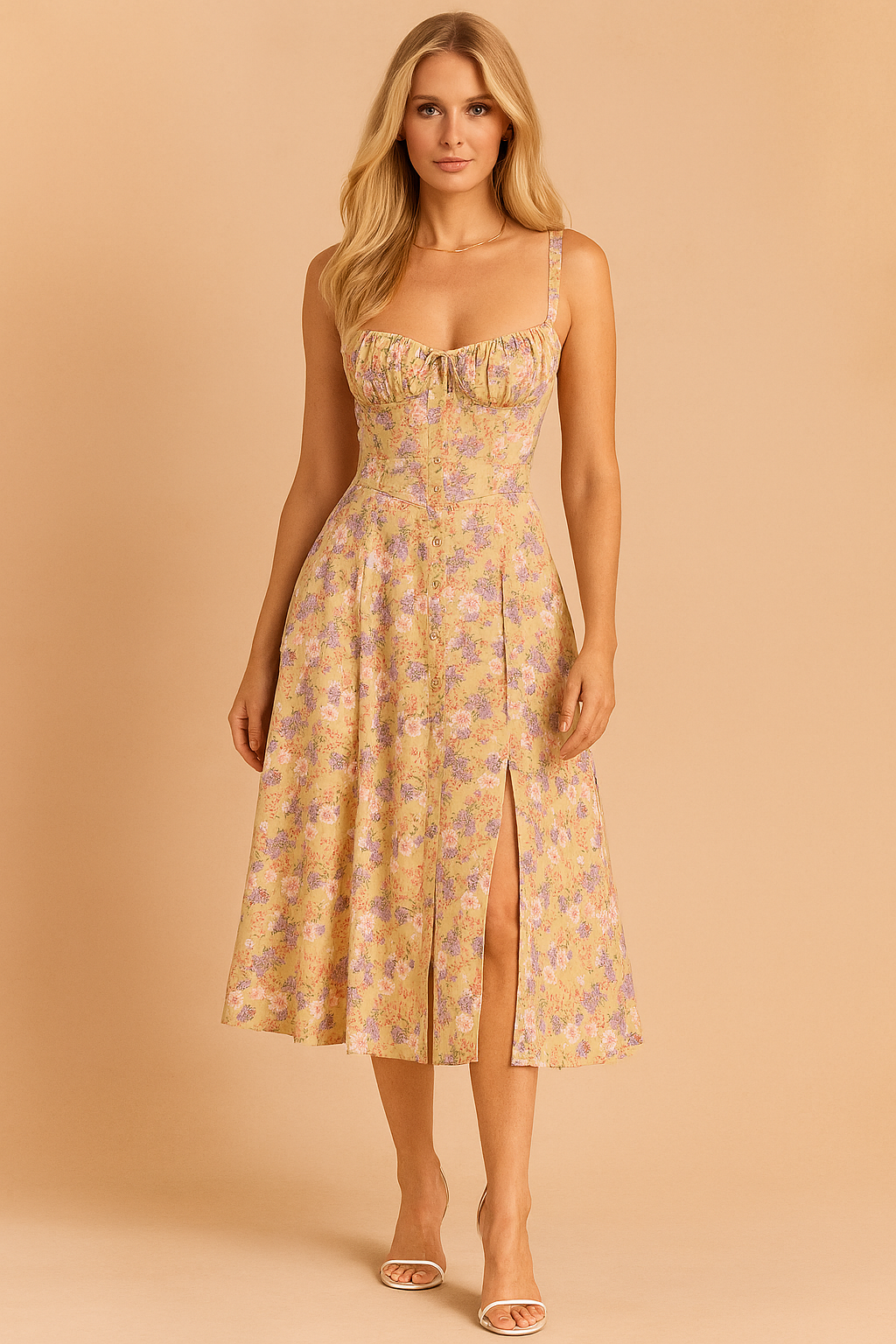 Abito Midi Donna con Scollo a Corsetto - Vesarelli