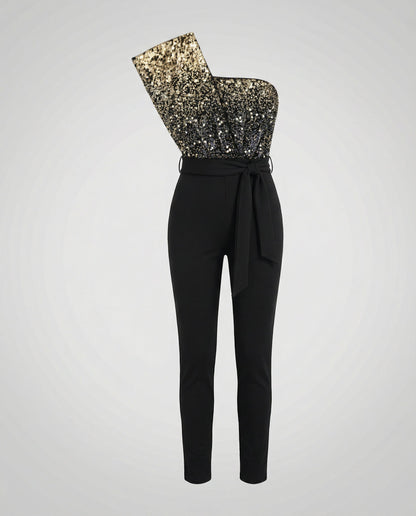 Tuta Donna Patchwork Paillettes Vestibilità Regular