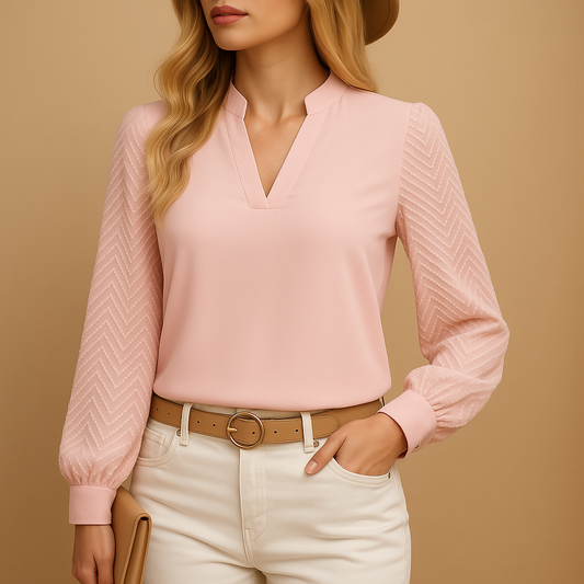 Donna Scollo a V Elegante Vestibilità Regolare - Vesarelli