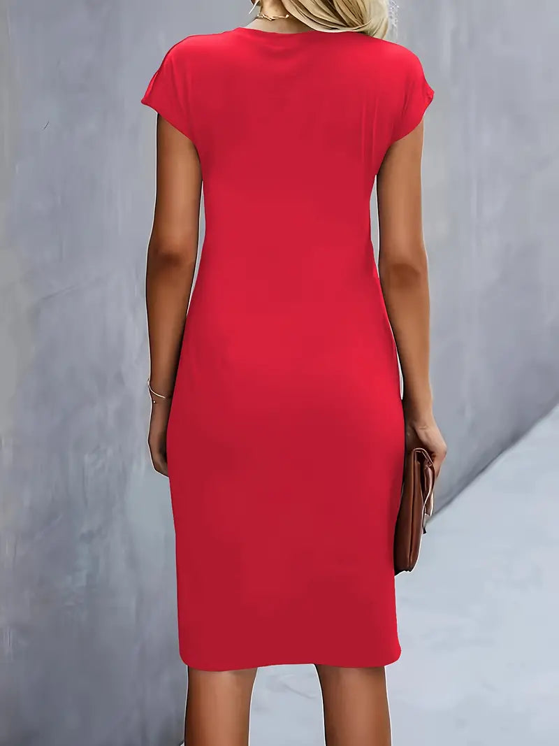 Abito Midi Donna Scollo Rotondo Cocktail