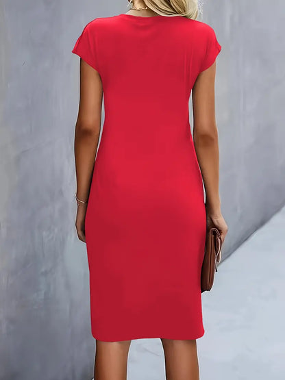 Abito Midi Donna Scollo Rotondo Cocktail