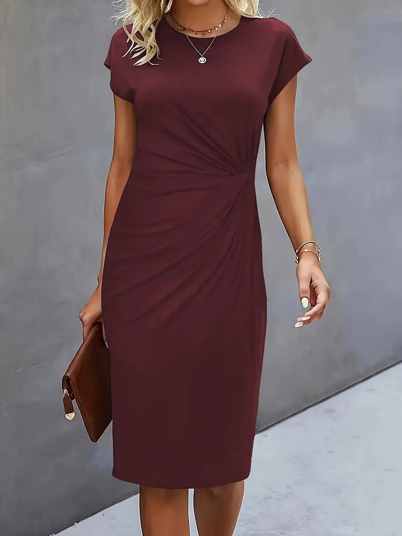 Abito Midi Donna con Fiocco Decorativo Frontale