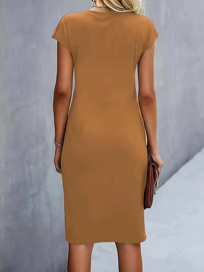 Abito Midi Donna Scollo Rotondo Cocktail