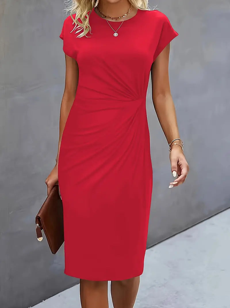 Abito Midi Donna con Fiocco Decorativo Frontale