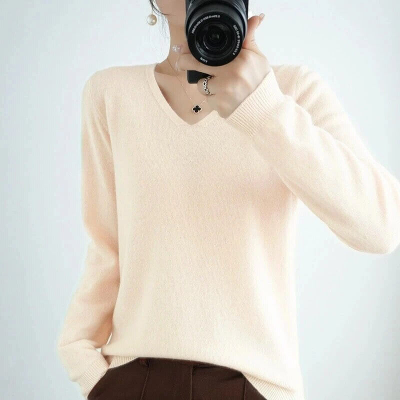 Maglione Donna Scollo a V Maglia Morbida Comodo Invernale