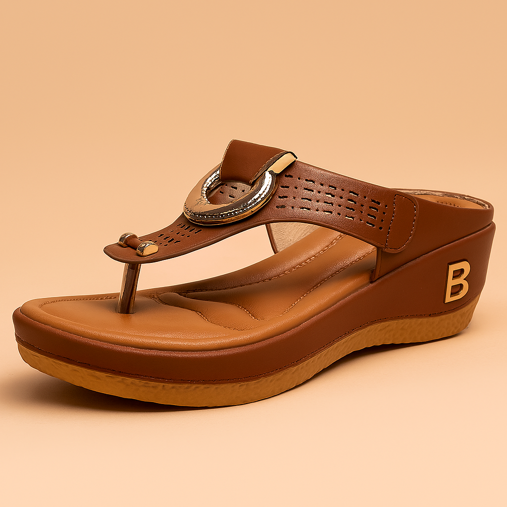 Ewa | Eleganti sandali con zeppa e fibbia decorativa 1