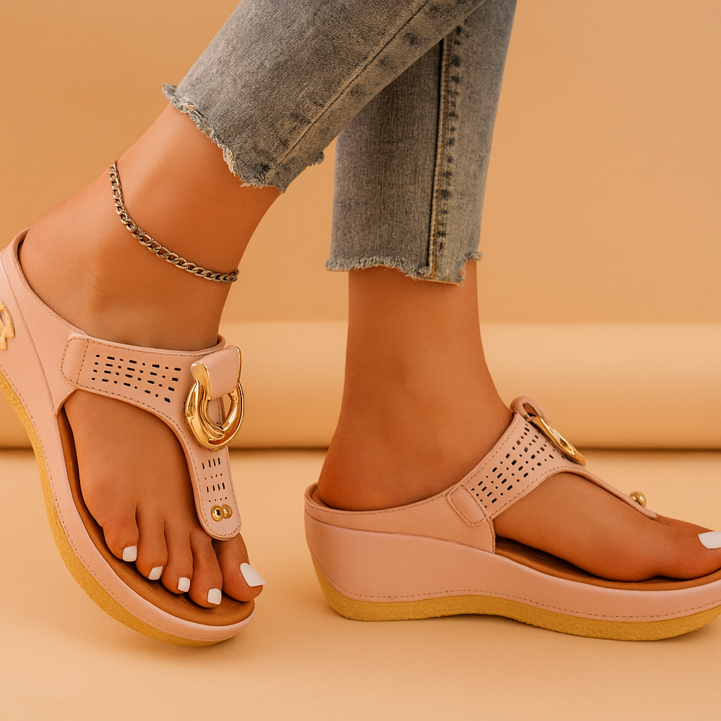Ewa | Eleganti sandali con zeppa e fibbia decorativa 3