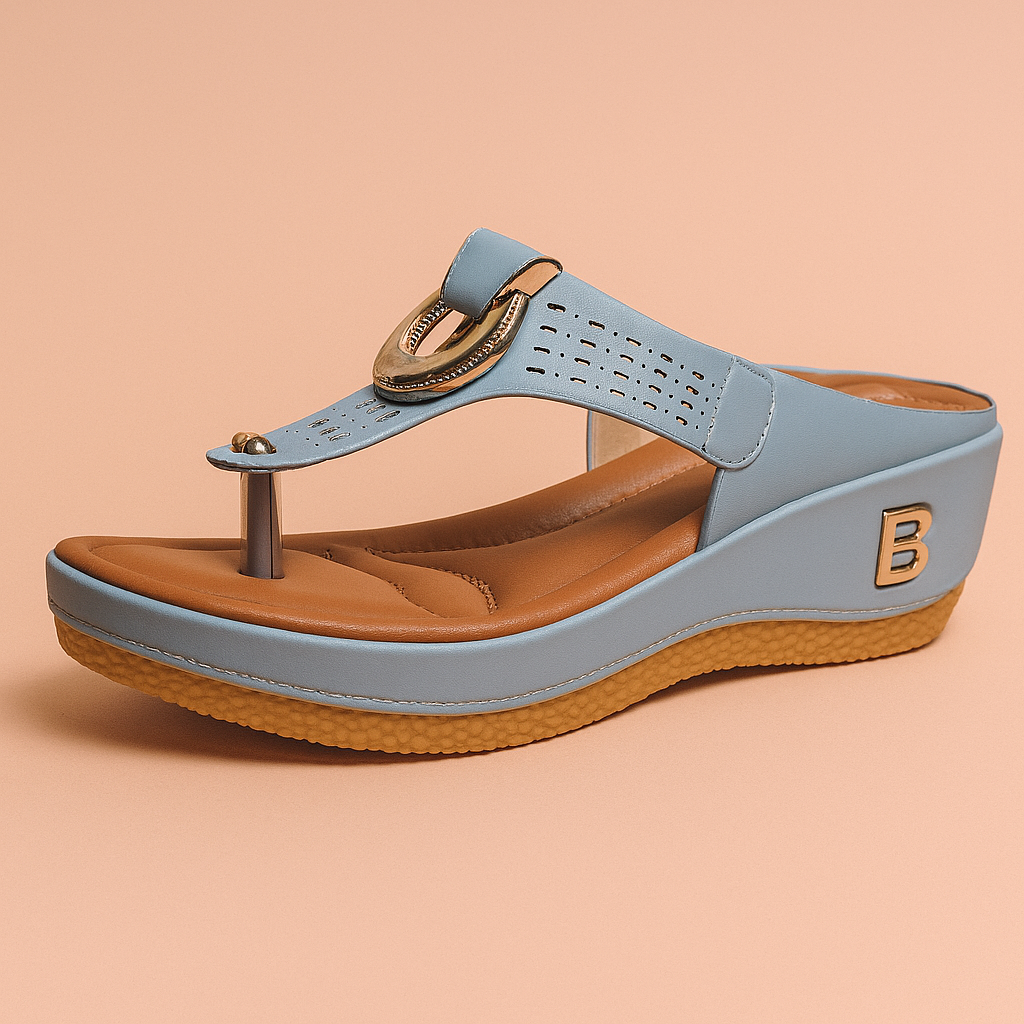 Ewa | Eleganti sandali con zeppa e fibbia decorativa 4