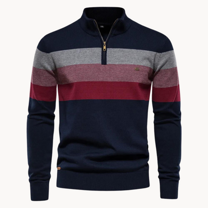 Maglione Uomo con Zip Collo Alto Design a Righe - Brentozzi