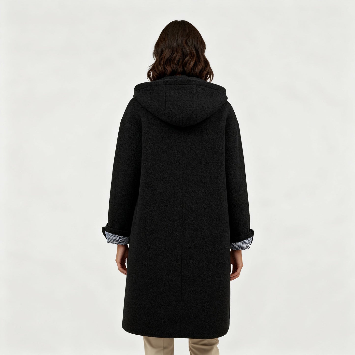Cappotto Donna Lungo con Cappuccio Linee Pulite