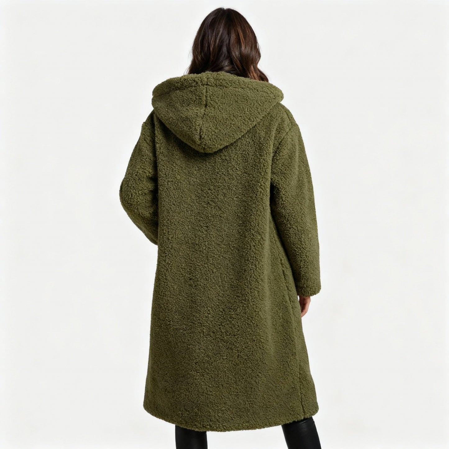 Cappotto Lungo Donna con Cappuccio e Tasche