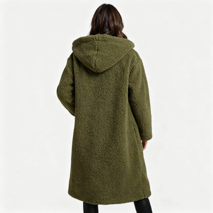Cappotto Lungo Uomo in Tessuto Morbido con Cappuccio