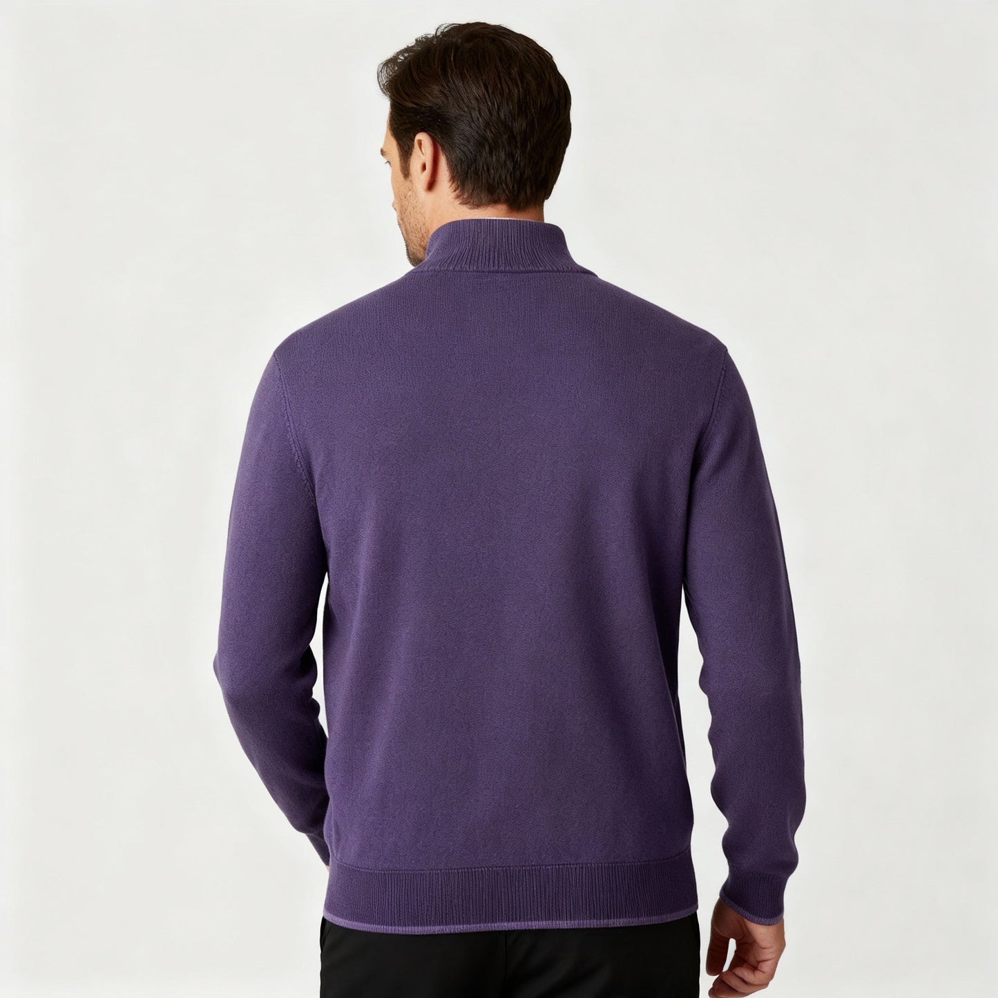 Maglione Uomo Scollo a V con Zip Dettaglio
