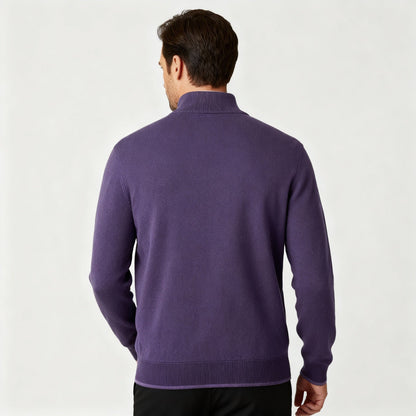 Maglione Uomo Scollo a V con Zip Dettaglio