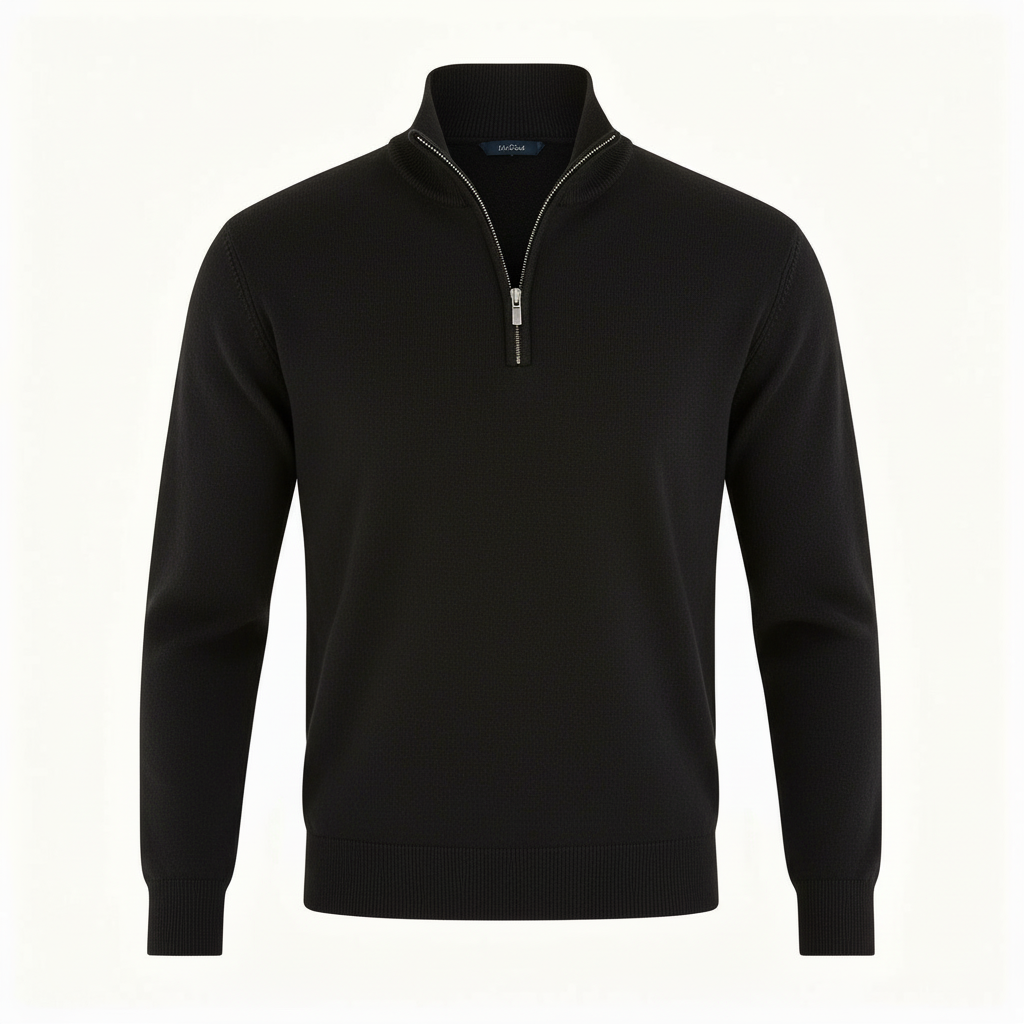 Maglione Uomo Scollo a V con Zip Dettaglio