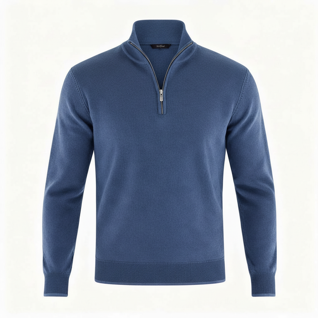 Maglione Uomo Scollo a V con Zip Dettaglio