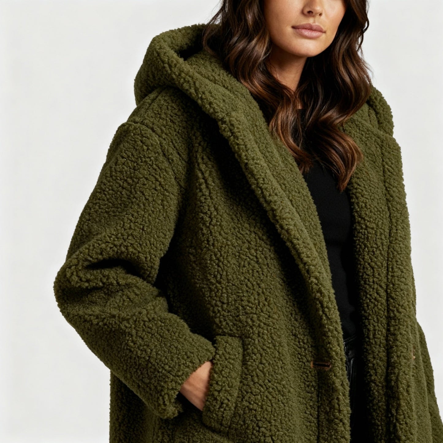 Cappotto Lungo Uomo in Tessuto Morbido con Cappuccio