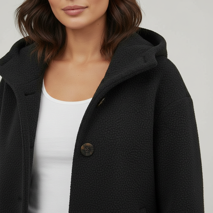 Cappotto Donna Lungo con Cappuccio Linee Pulite