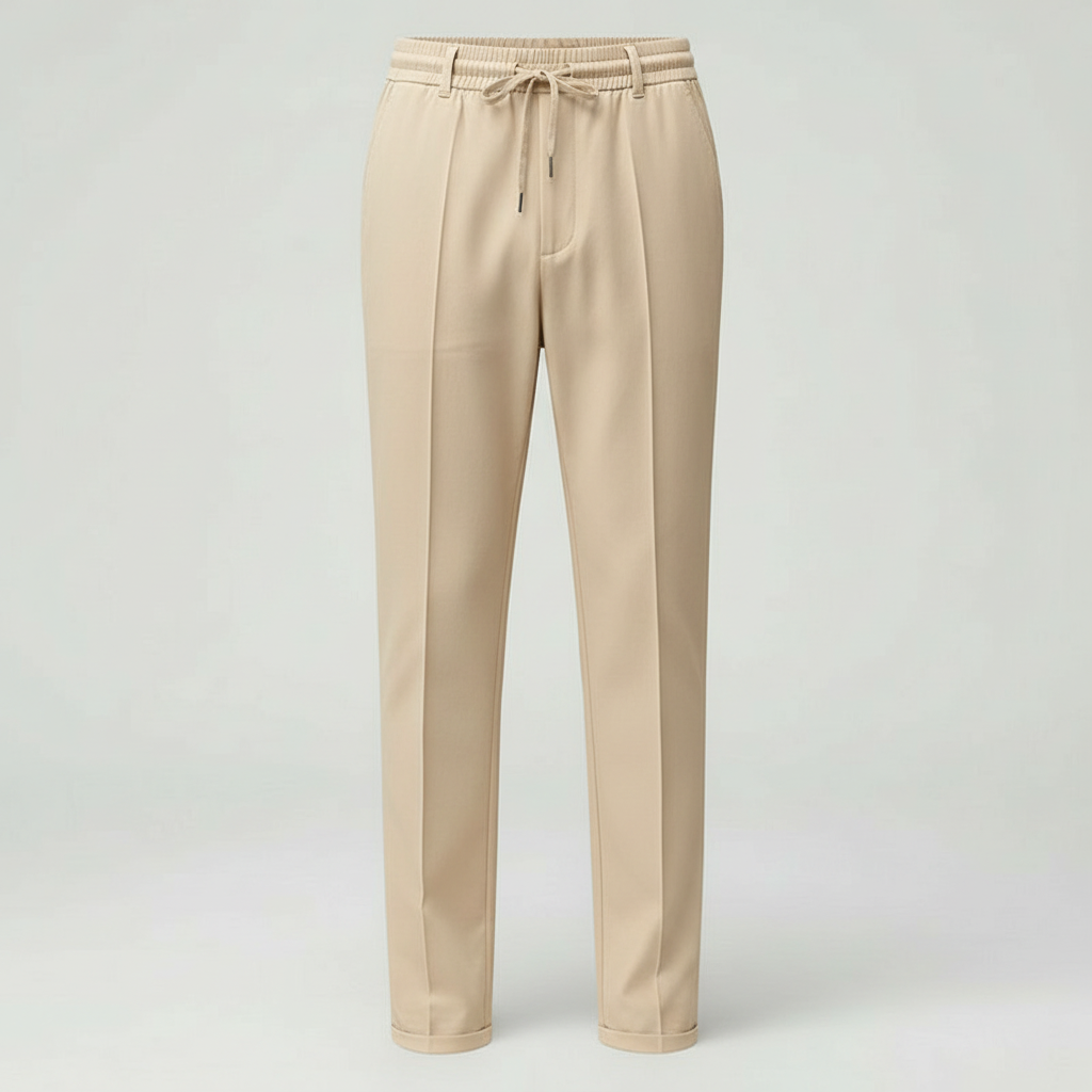 Pantaloni Uomo Vestibilità Dritta con Vita Elastica