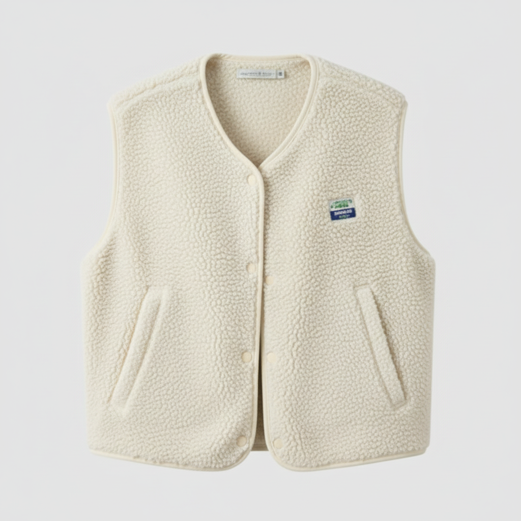 Gilet Donna con Bottoni a Pressione e Collo Tondo