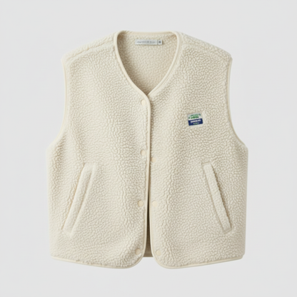 Gilet Donna con Bottoni a Pressione e Collo Tondo