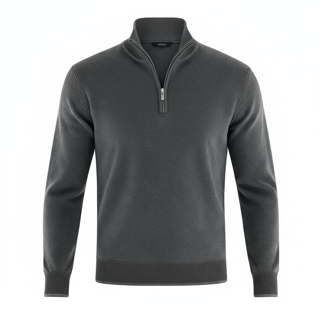 Maglione Uomo Scollo a V con Zip Dettaglio