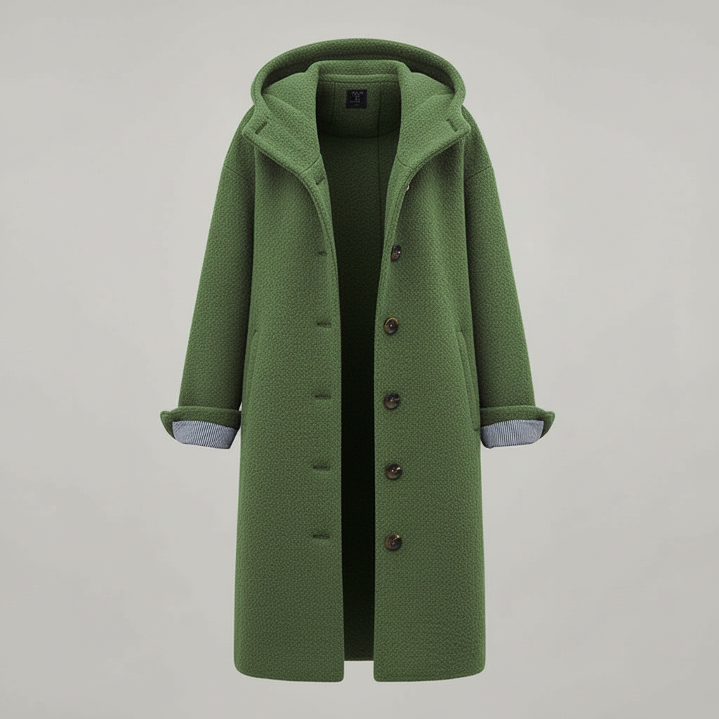 Cappotto Donna Lungo con Cappuccio Linee Pulite