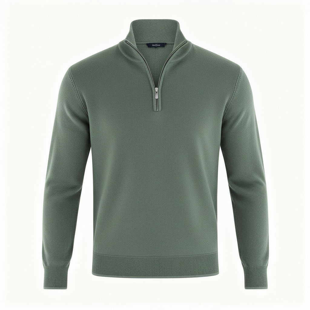 Maglione Uomo Scollo a V con Zip Dettaglio