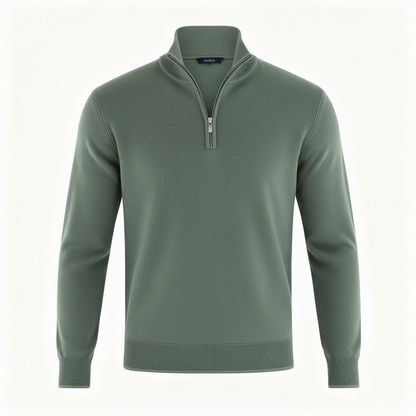 Maglione Uomo Scollo a V con Zip Dettaglio