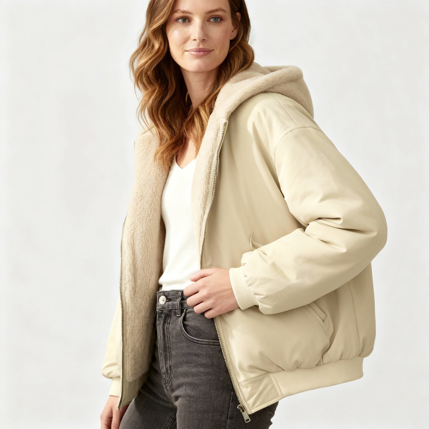 Giacca Donna Oversize Imbottita con Cuciture Decorative