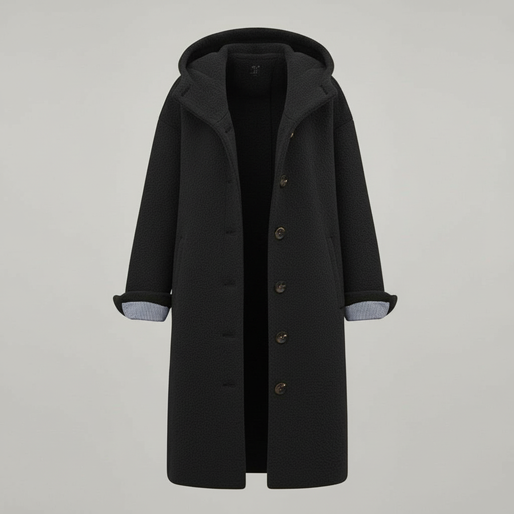 Cappotto Donna Lungo con Cappuccio Linee Pulite