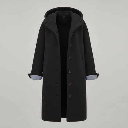 Cappotto Donna Lungo con Cappuccio Linee Pulite
