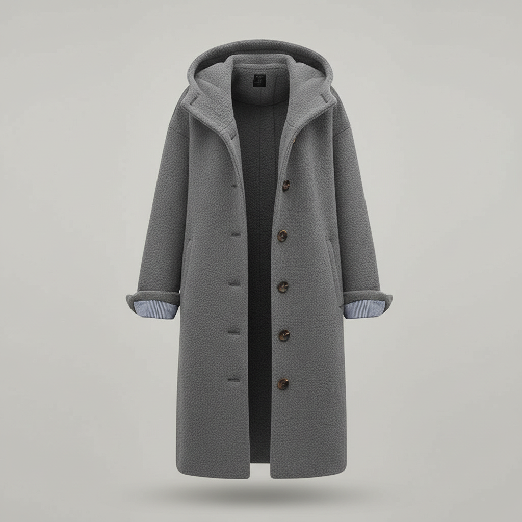 Cappotto Donna Lungo con Cappuccio Linee Pulite