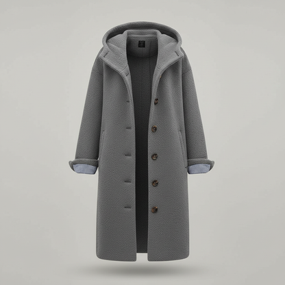 Cappotto Donna Lungo con Cappuccio Linee Pulite